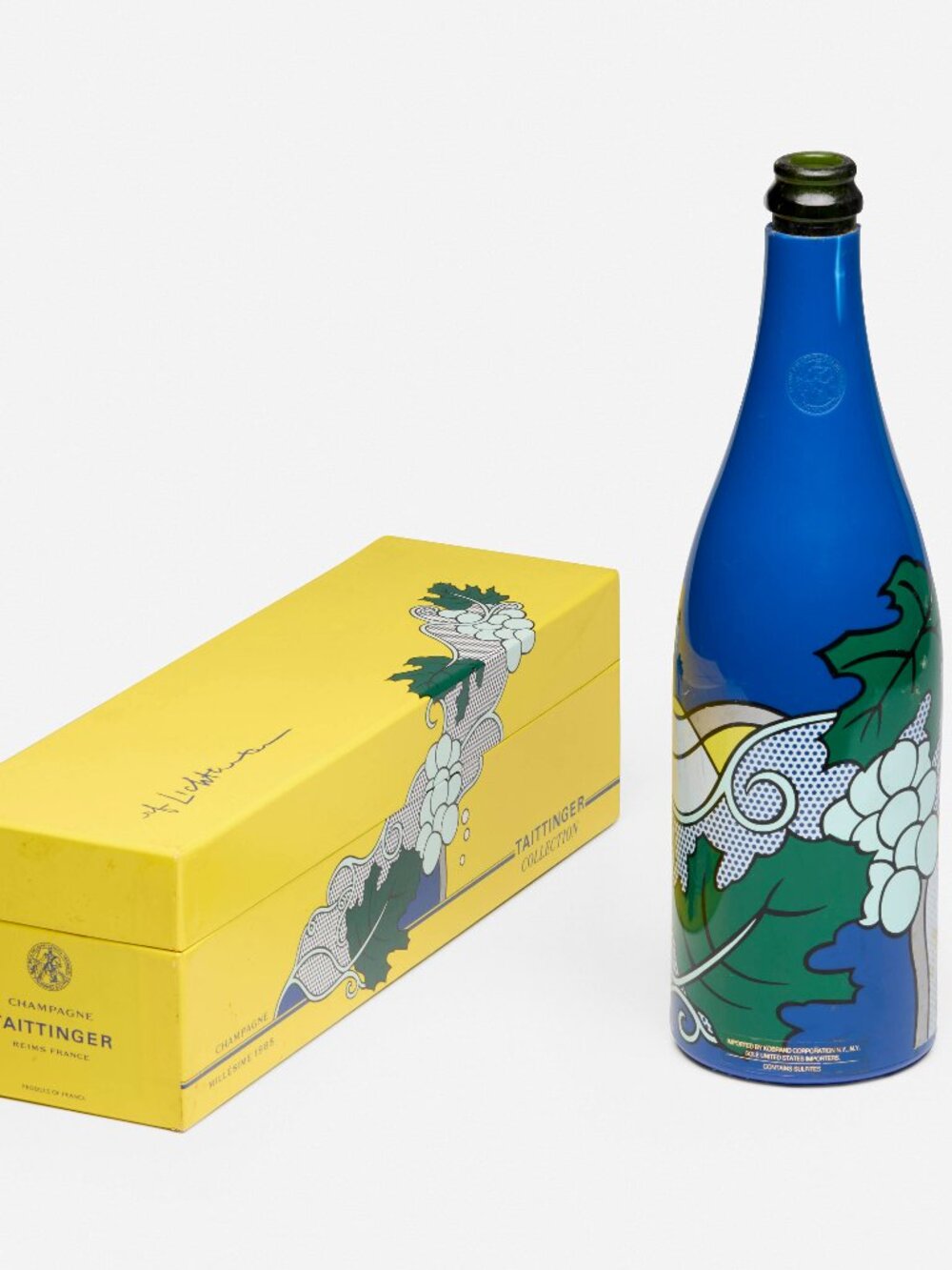 RARE - Roy Lichtenstein signed Tattinger Champagne Bottle and Box (1985)